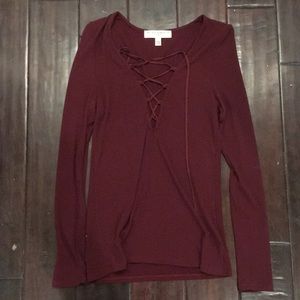 Maroon long-sleeve Urban Outfitters top